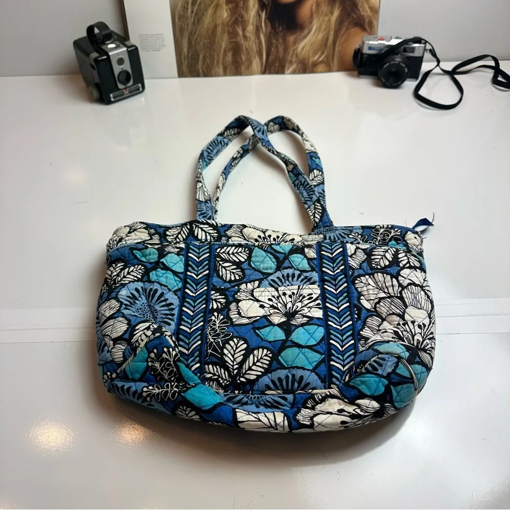 Blue Floral Vera Bradley Tote | Quilted Cotton Shoulder Bag · Y2K Coastal